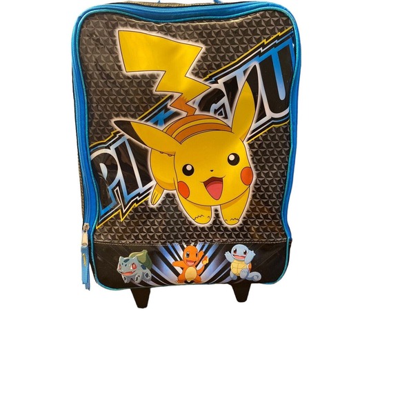 Pokemon Other - Genuine Pokemon Pikachu Rolling Suitcase Carry On Kids Youth 2015 Black Blue
